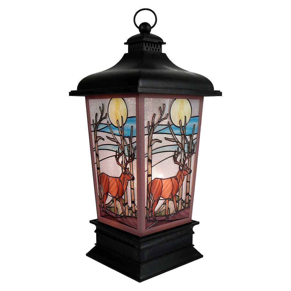 Deer Stained Glass Style Lantern