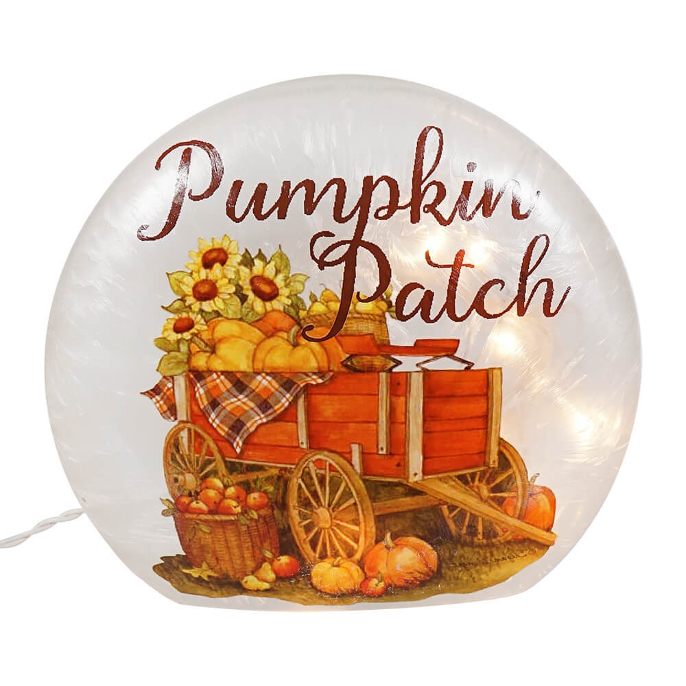 Lighted Pumpkin Patch Frosted Glass Harvest Luminary