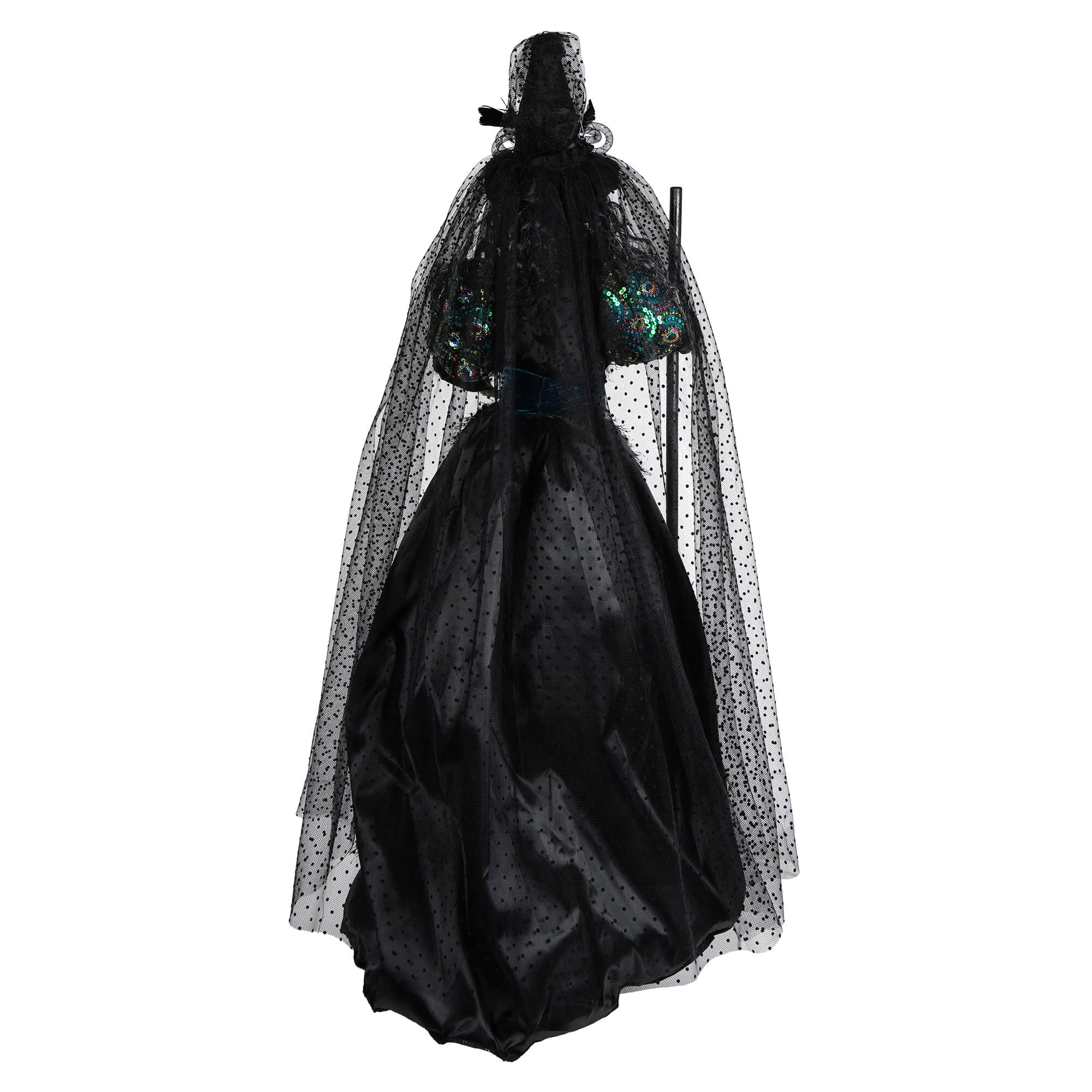 Polyester Peacock Halloween Witch Holding Broom