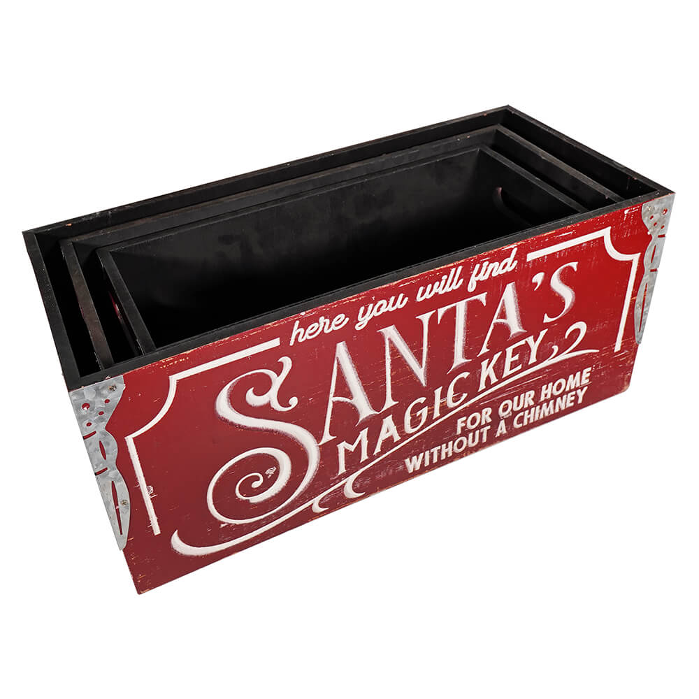 Wooden Engraved Holiday Boxes Set/3