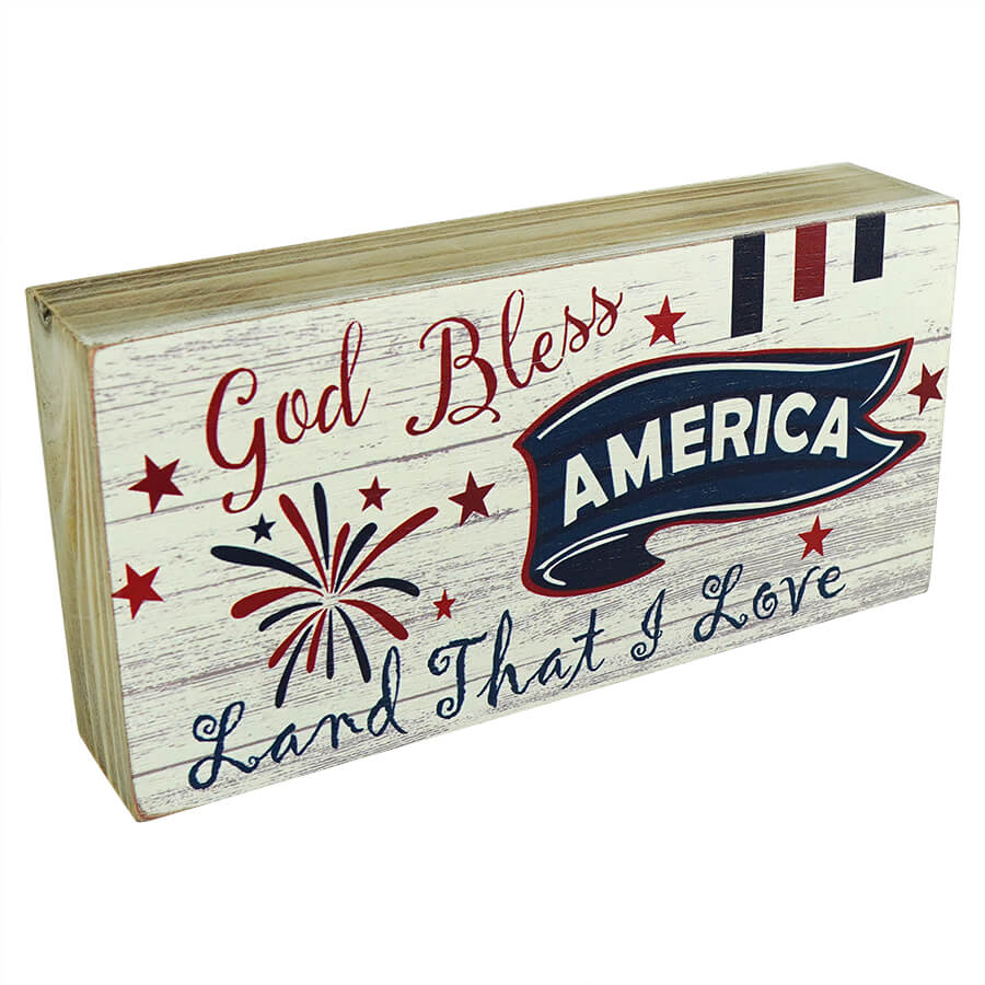God Bless America Wood Americana Block