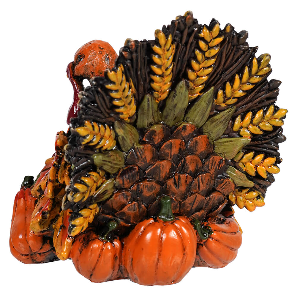Resin Bountiful Harvest Turkey Figurine
