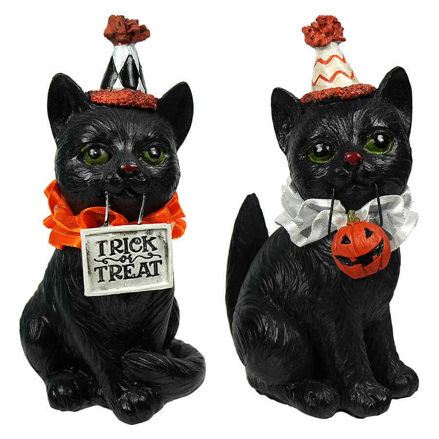 Halloween Black Cat Figurines Set/2