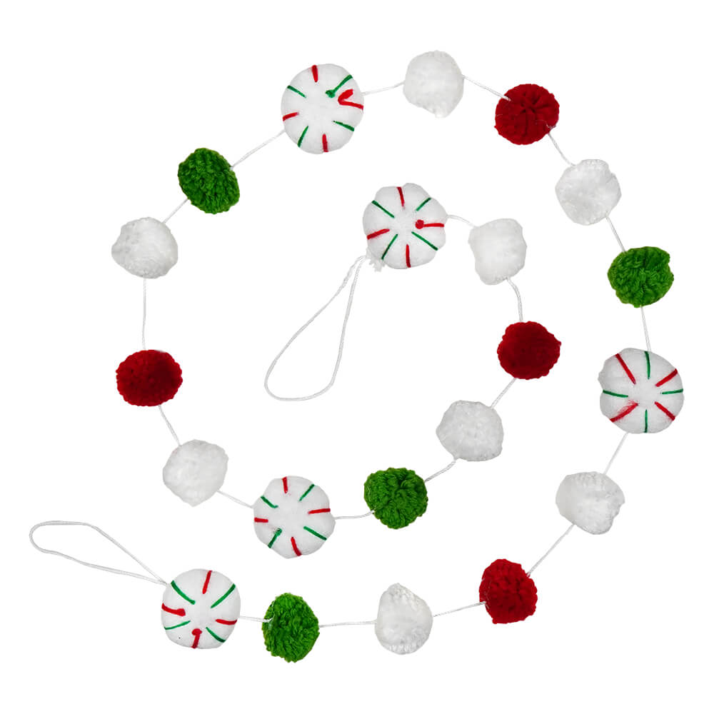 Red & Green Fabric Peppermint Candy Garland