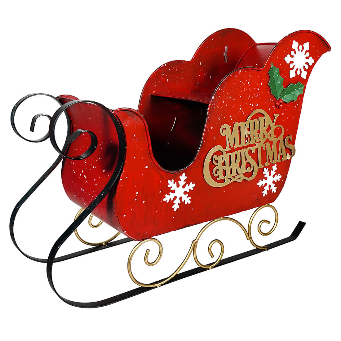 Red & Gold Metal Holiday Sleigh