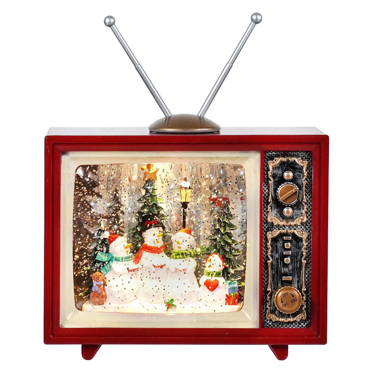 Lighted Musical Snowman Holiday Scene Spinning Water Globe Television