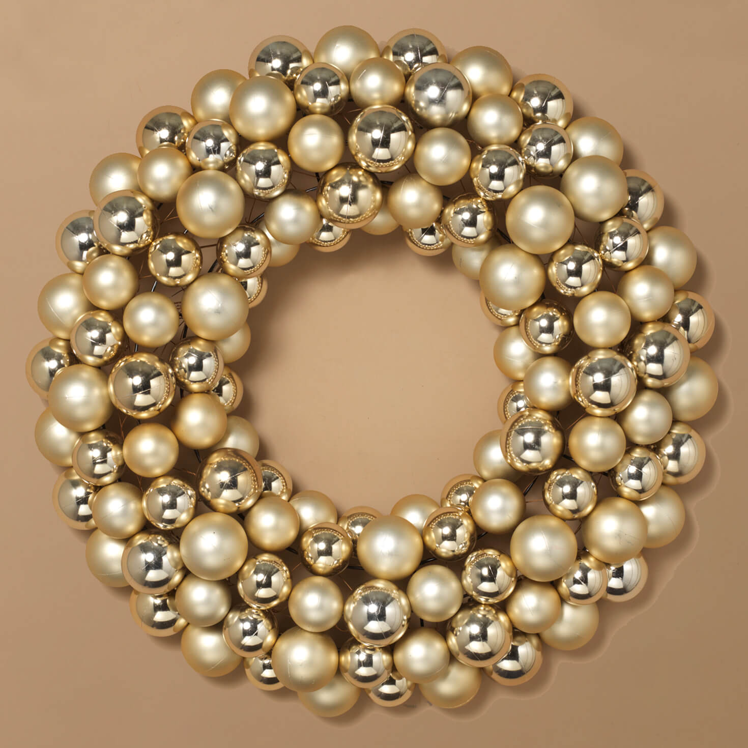 Gold Holiday Shatterproof Ornament Wreath