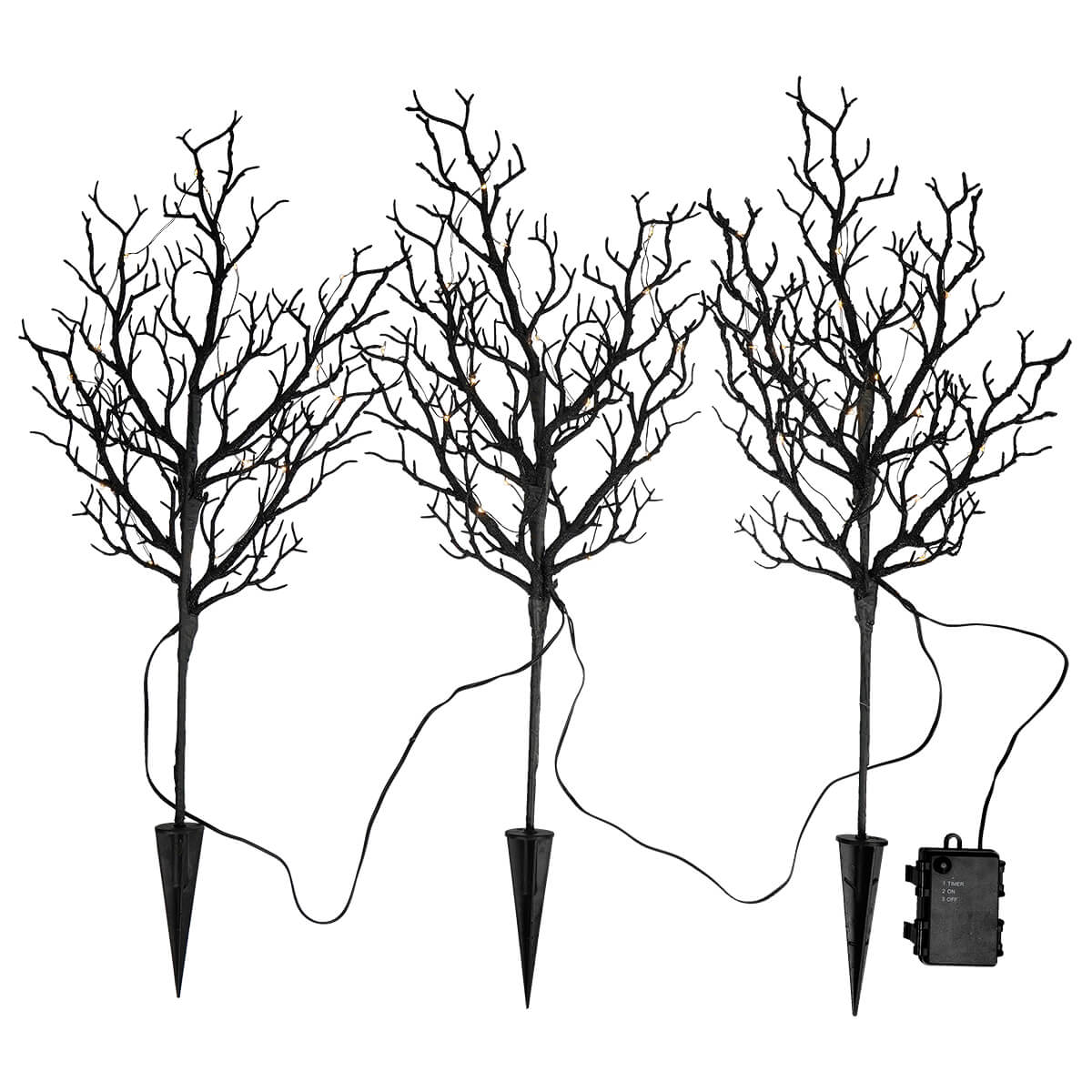 Lighted Halloween Tree Branch Stakes Set/3