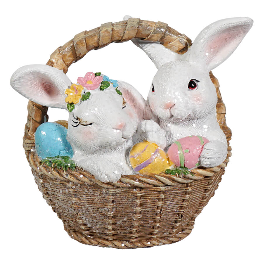 Easter Basket With Snuggling Bunnies