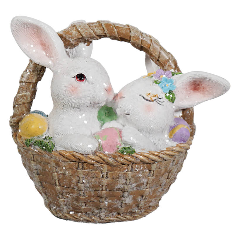 Easter Basket With Hugging Bunnies