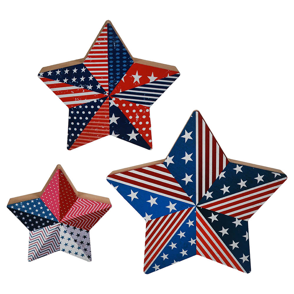 Wood Americana Star Blocks Set/3