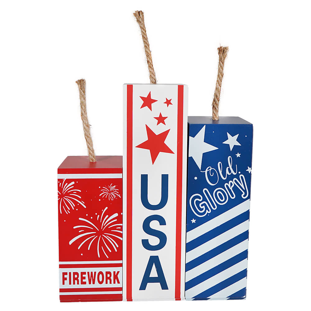 Wood Americana Firework Blocks Set/3