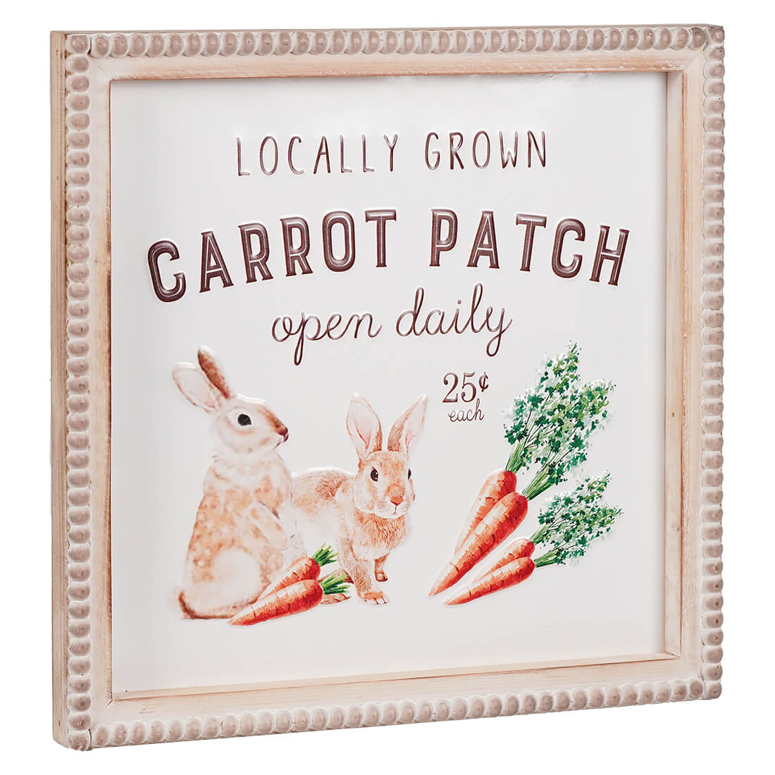 Wood & Metal Embossed Carrot Patch Easter Bunnies Wall Decor