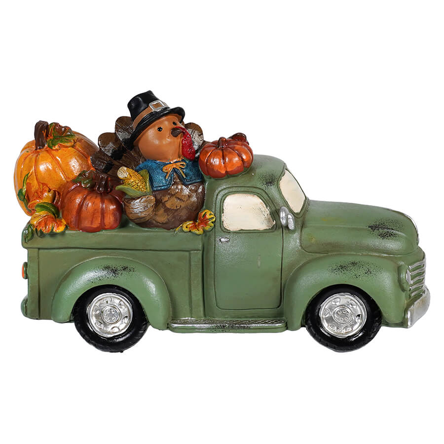 Green Harvest Truck With Turkey & Pumpkins
