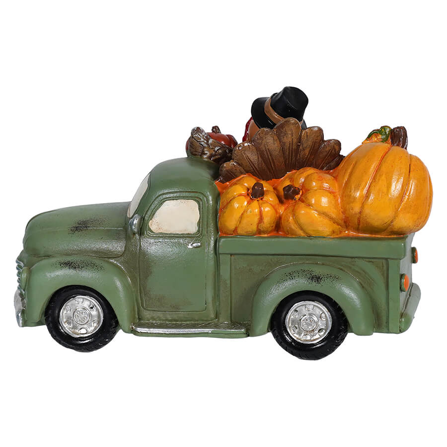Green Harvest Truck With Turkey & Pumpkins
