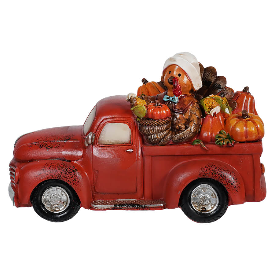 Red Harvest Truck With Turkey & Pumpkins