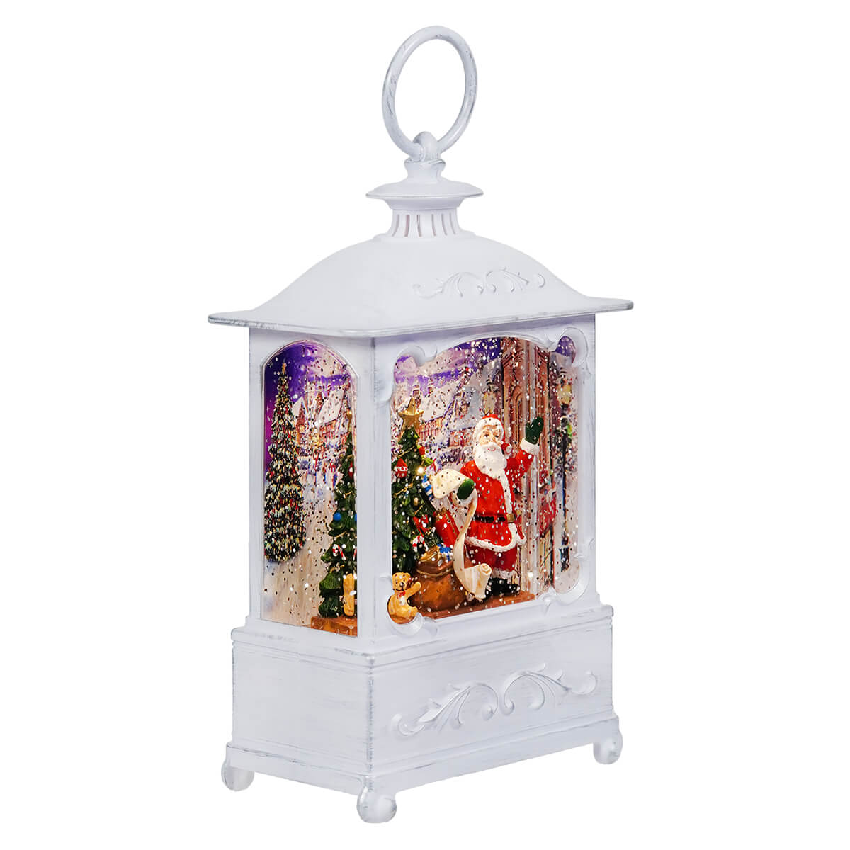 Lighted Spinning Water Globe Lantern With Santa Delivering Presents