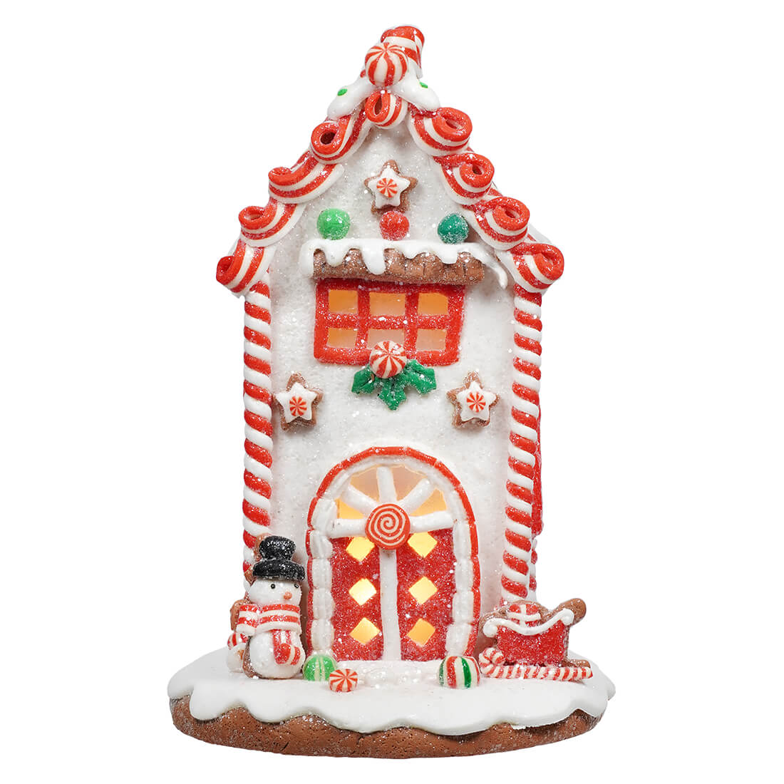 Lighted Claydough Holiday Gingerbread House With Snowman