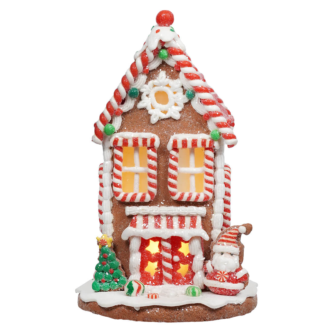 Lighted Claydough Holiday Gingerbread House With Santa