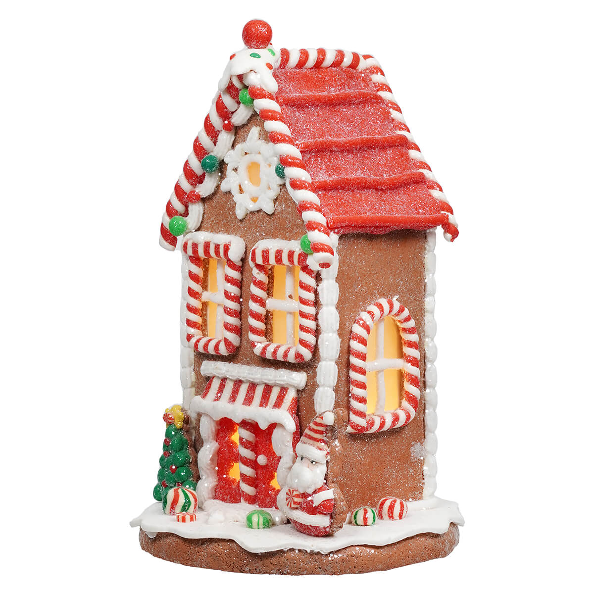 Lighted Claydough Holiday Gingerbread House With Santa