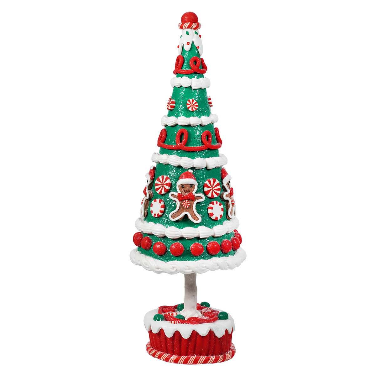 Green, Red & White Clay Dough Gingerbread Peppermint Tree