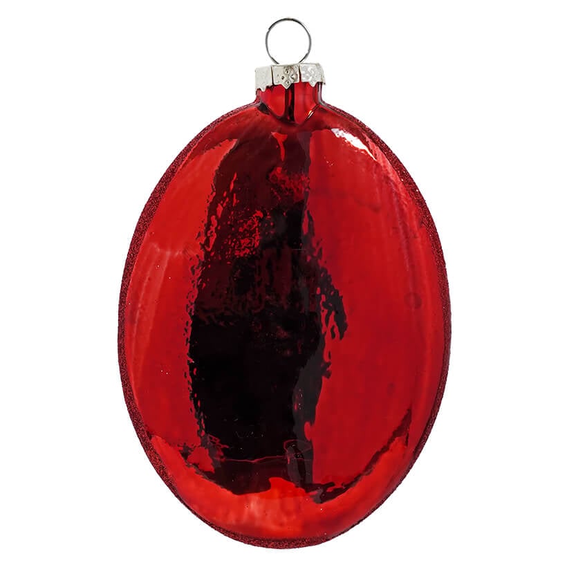 Oval Glass Disc Red Nutcracker Ornament