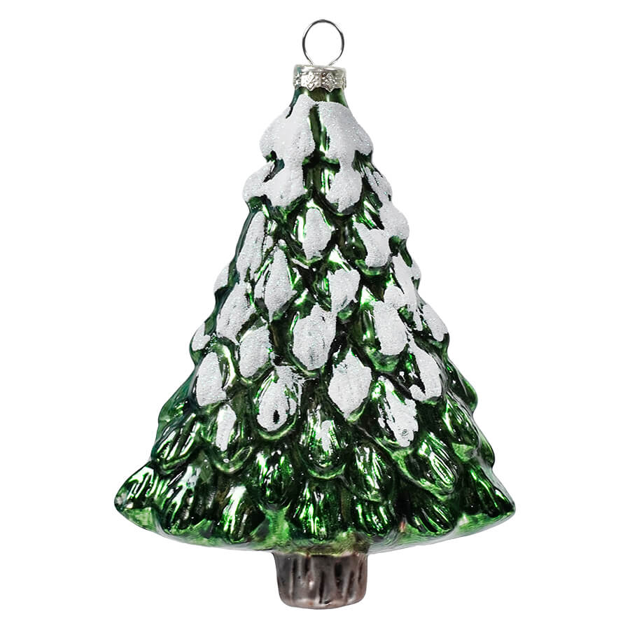 Gnome With Gift Glass Christmas Tree Shaped Ornament