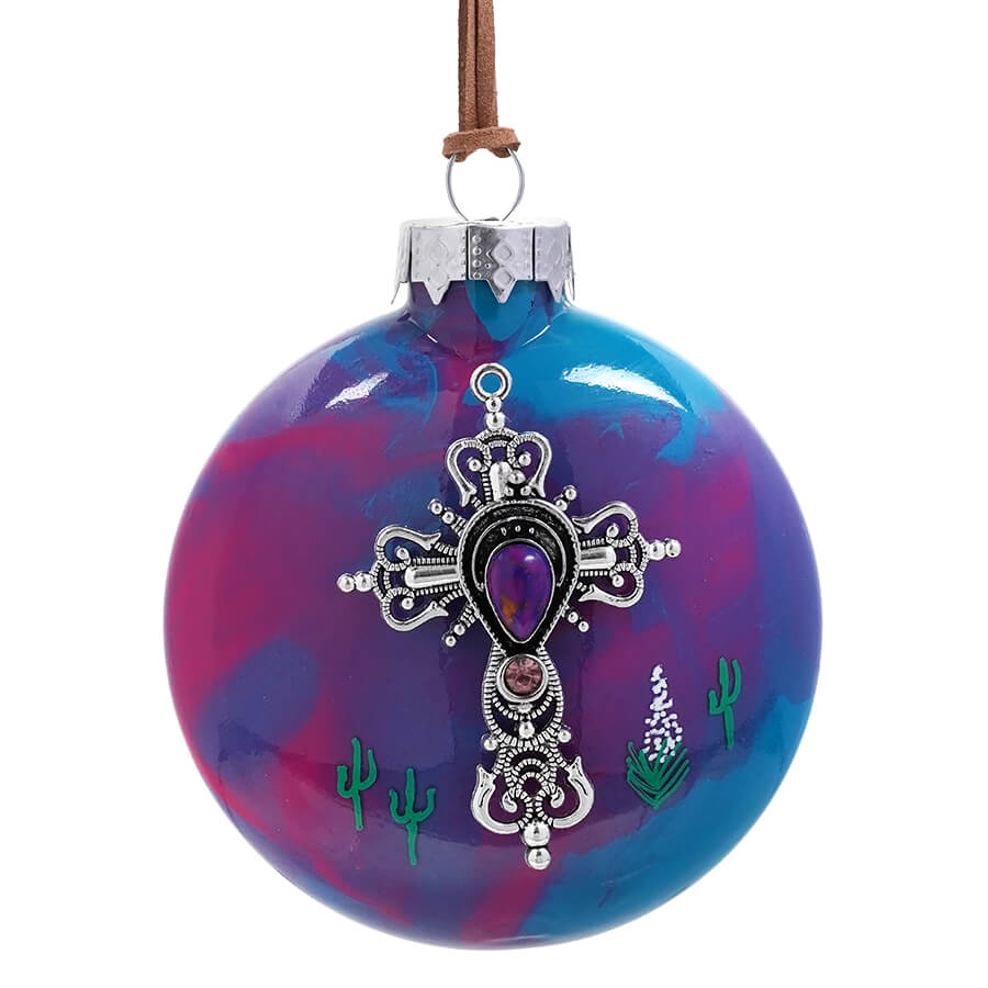 Purple Jeweled Cross Ornament