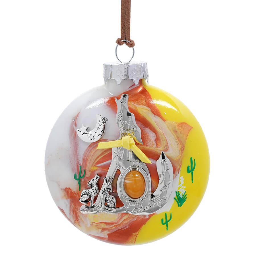 Wolf Family Under Moon Ornament