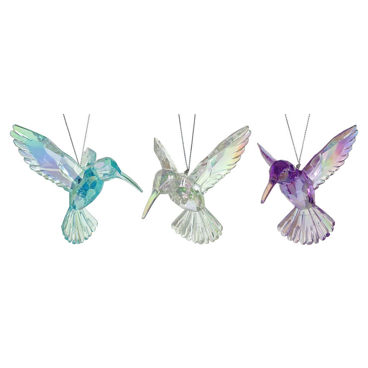 Iridescent Hummingbird Ornaments Set/3