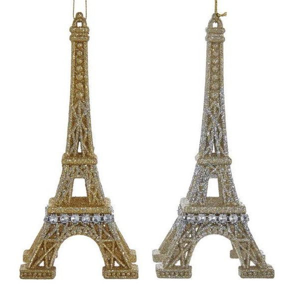 Glittered Eiffel Tower Ornaments Set/2