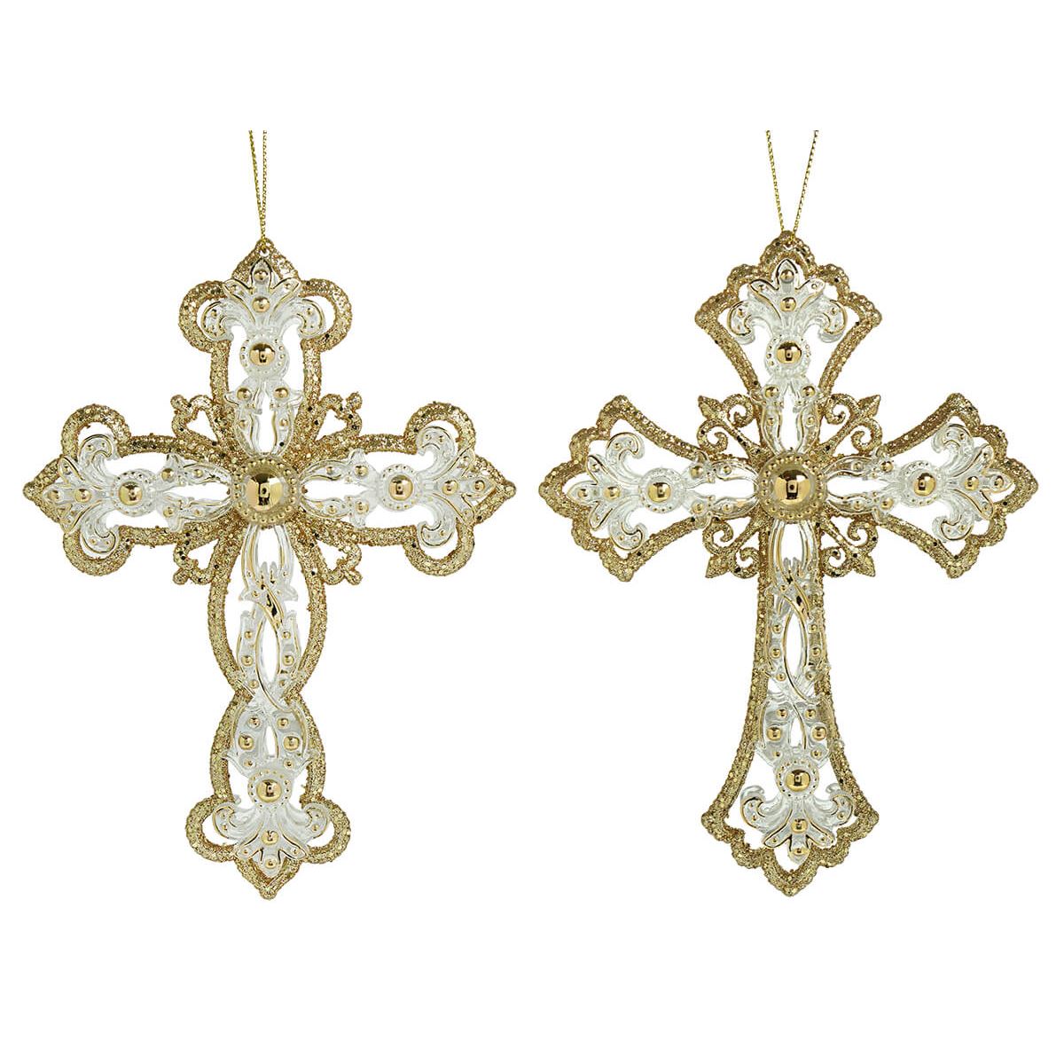Gold & Silver Cross Ornaments Set/2