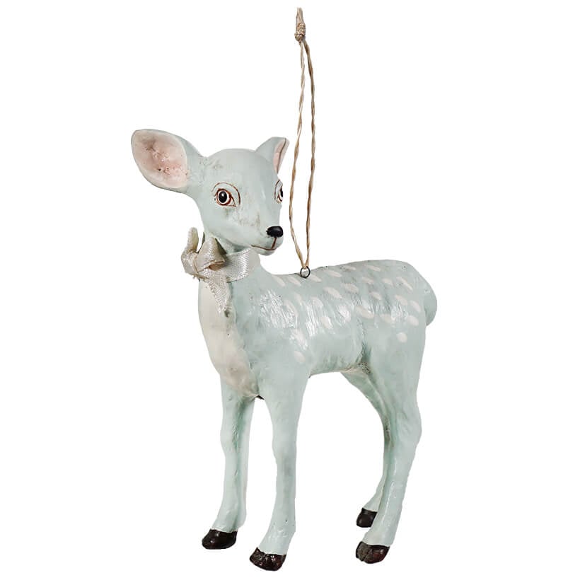 Blue Pastel Christmas Fawn Ornament