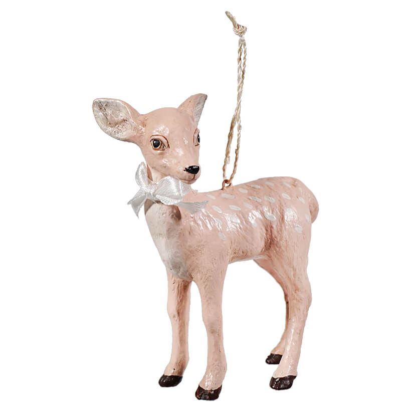 Pink Pastel Christmas Fawn Ornament