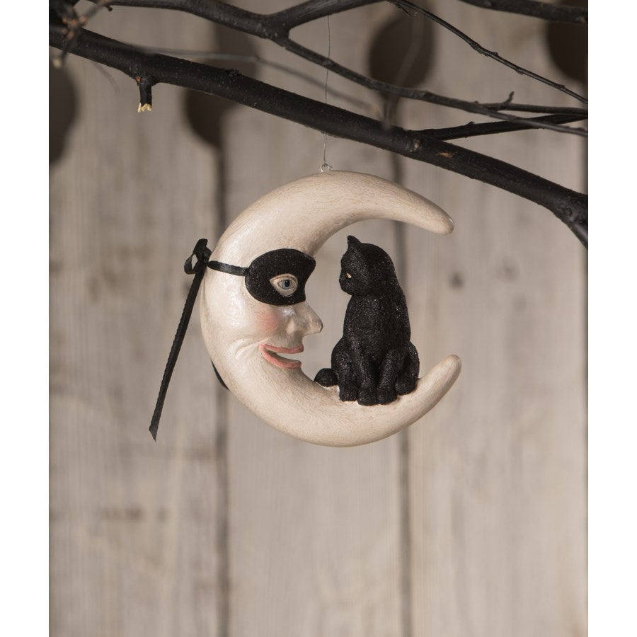 Hallow’s Eve Cat on Moon Ornament