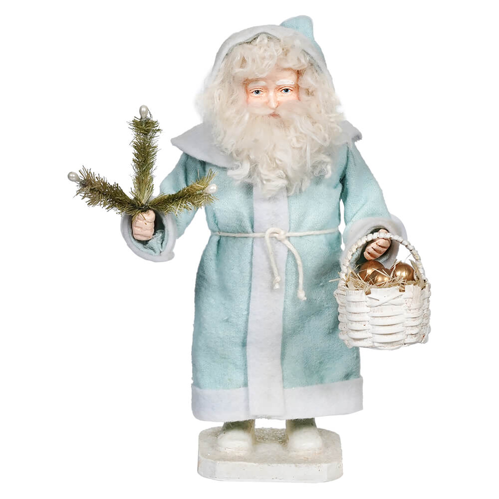 Pastel Blue Santa With Basket