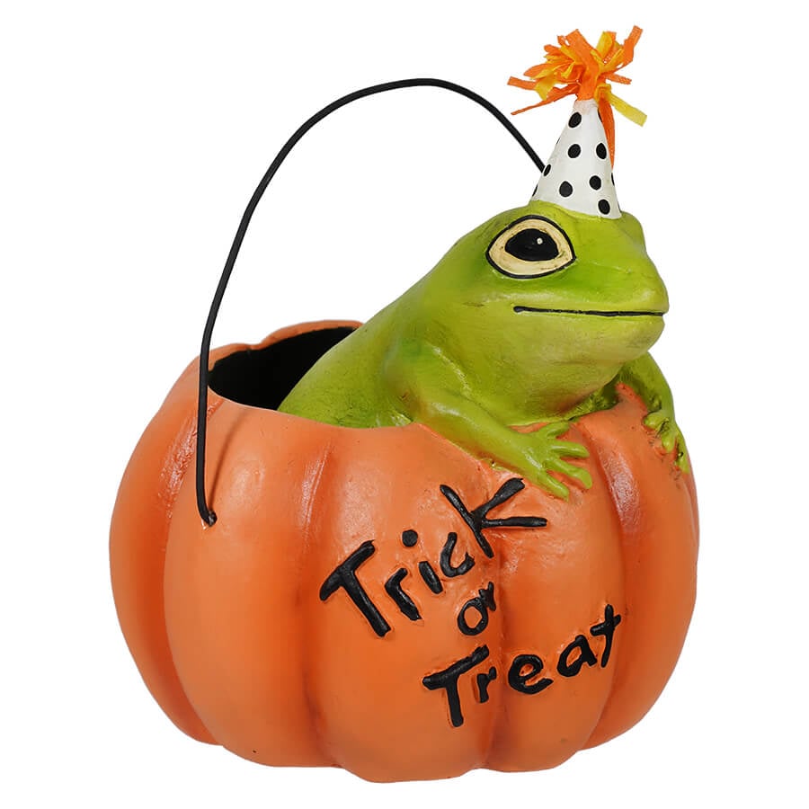 Party Frog In Pumpkin Ornament