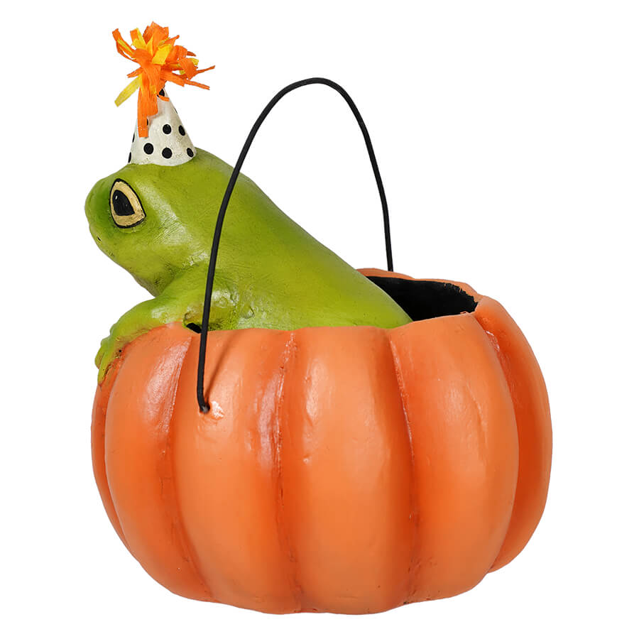 Party Frog In Pumpkin Ornament