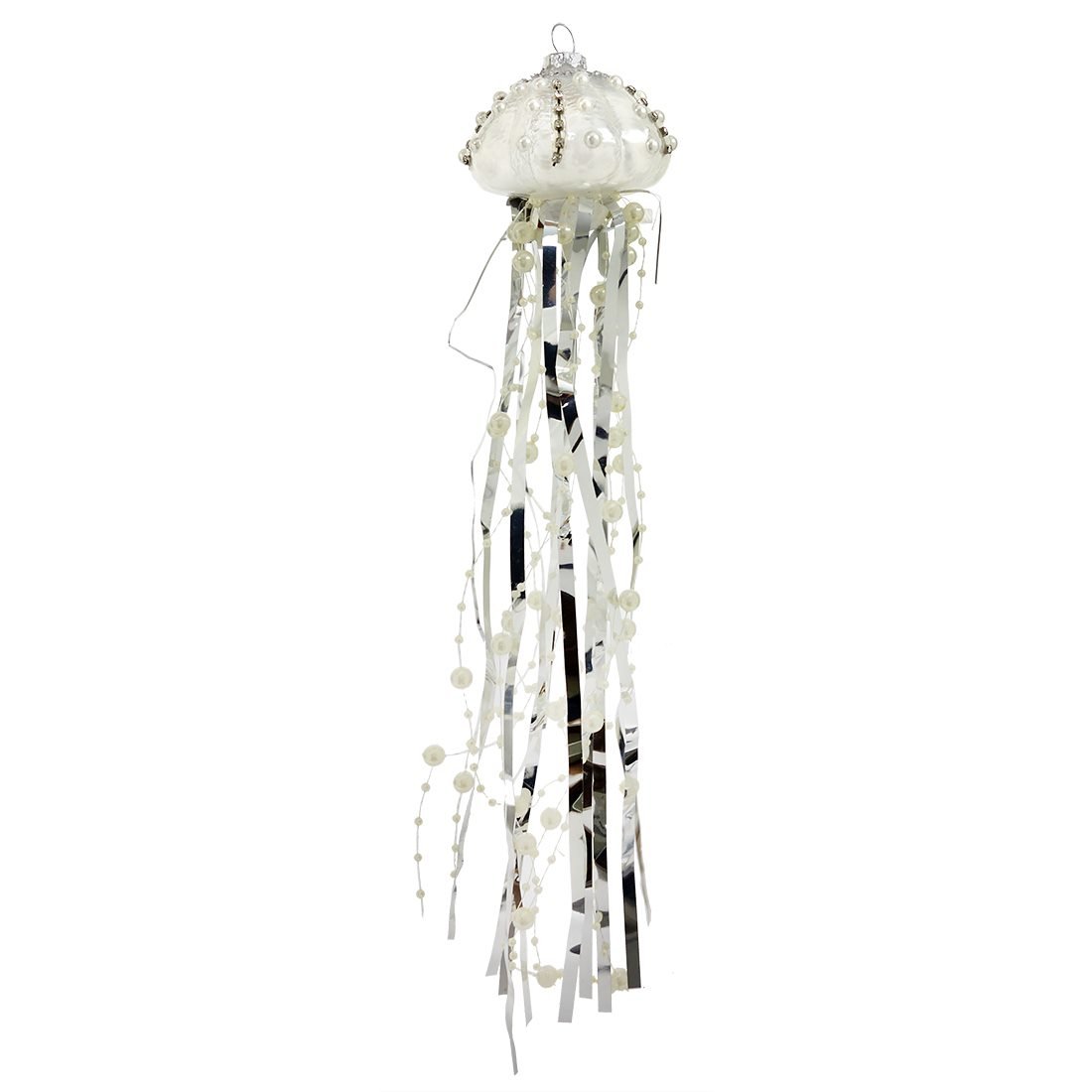 Silver & White Jellyfish With Long Tentacles Ornament