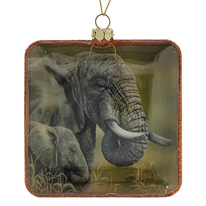 Square Jungle Elephant Ornament