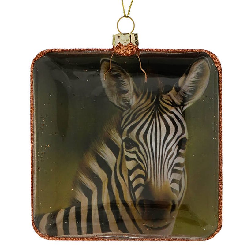Square Jungle Zebra Ornament