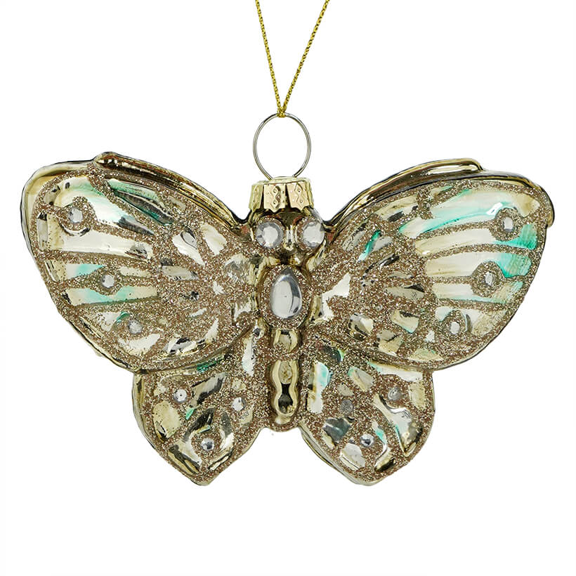 Glittery Blue Butterfly Ornament