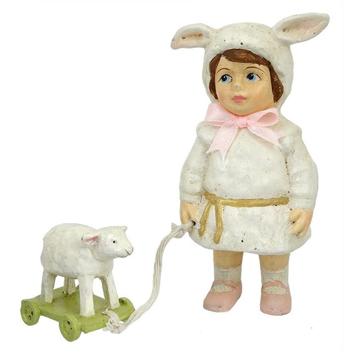Easter Parade: Little Bunny Girl with Lamb Pull Toy