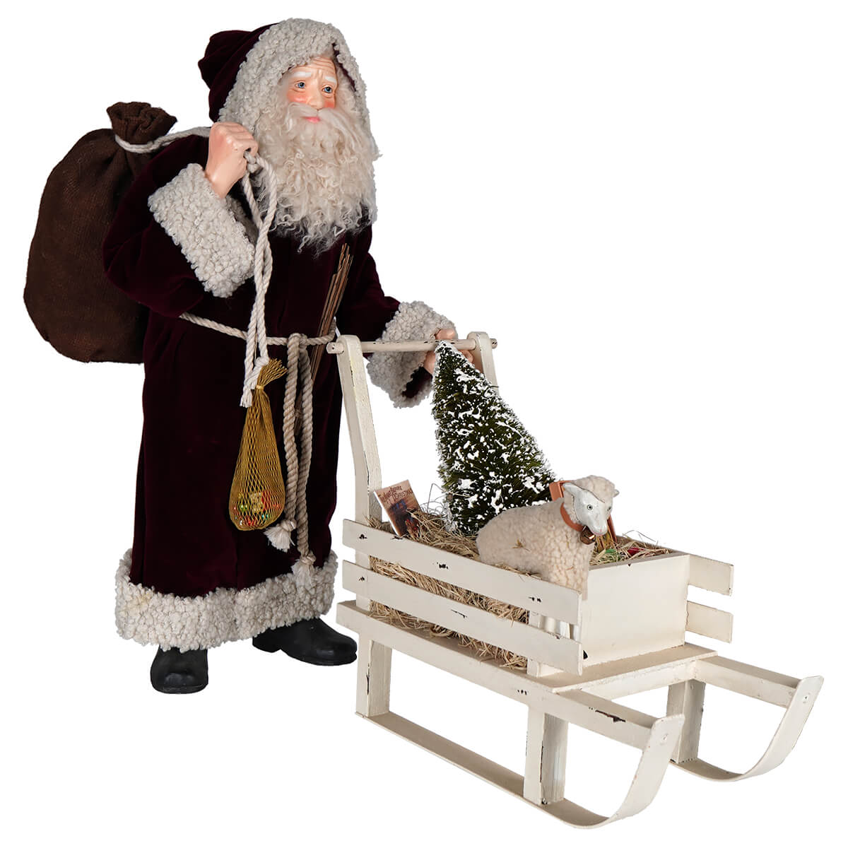 Victorian Santa With Sled of Toys