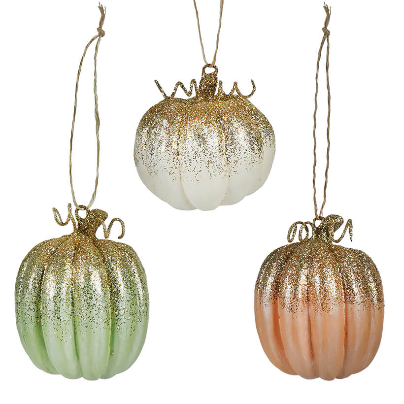 Elegant Colorful Pumpkin Ornaments Set/3