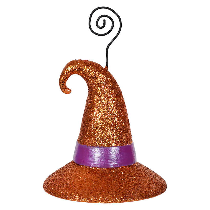 Orange Witch Hat Ornament Place Card Holder