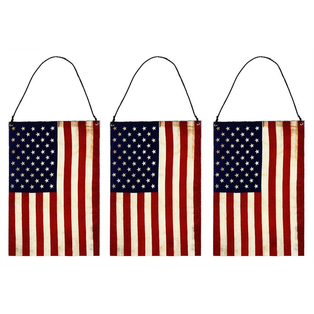 American Flag Ornaments Set/3