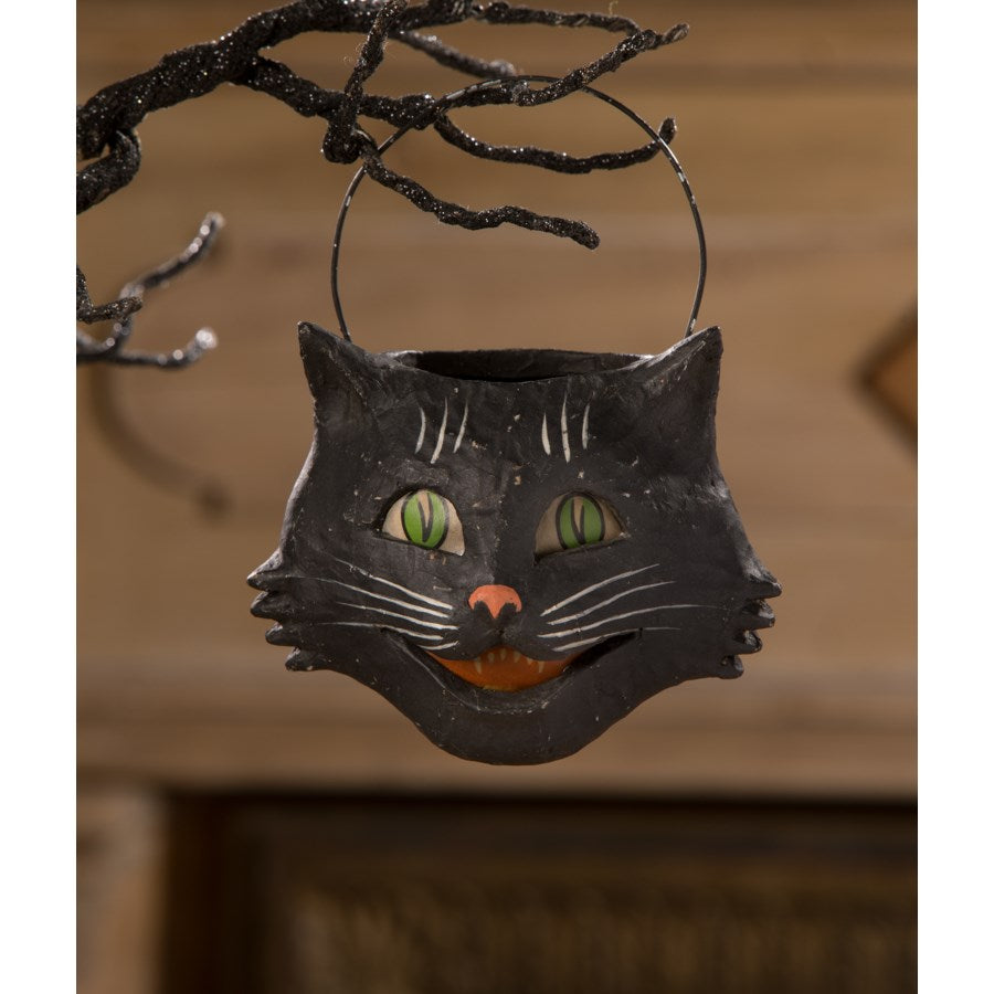 Small Vintage Happy Cat Bucket Ornament