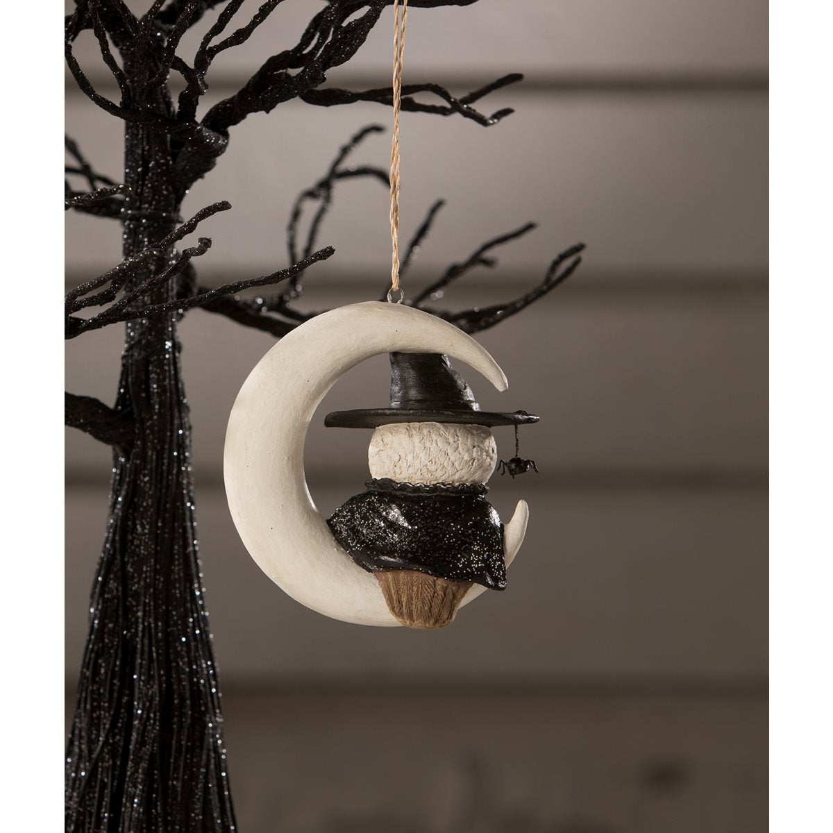 Witch Owl On Moon Ornament