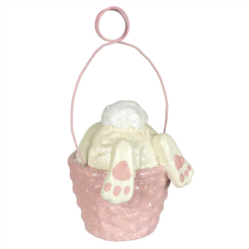 Pink Bunny Tail Ornament / Place Card Holder